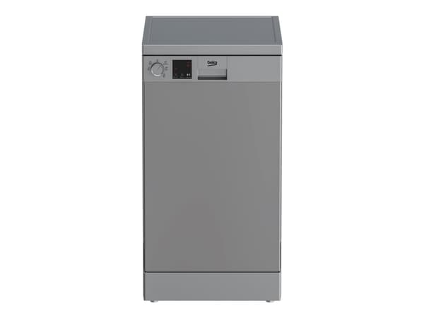 Beko DVS05024S, Vapaasti seisova, Slimline (45 cm), Hopea, 10 paikkoja, C, 49 dB