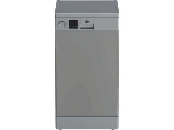 Beko DVS05024S, Vapaasti seisova, Slimline (45 cm), Hopea, 10 paikkoja, C, 49 dB