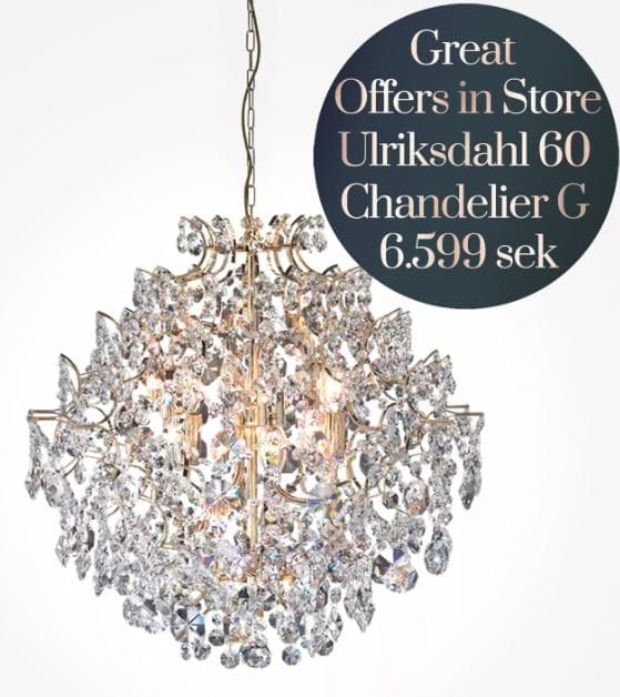 krystallampe rund 60x60 guld