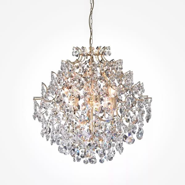 krystallampe rund 60x60 guld