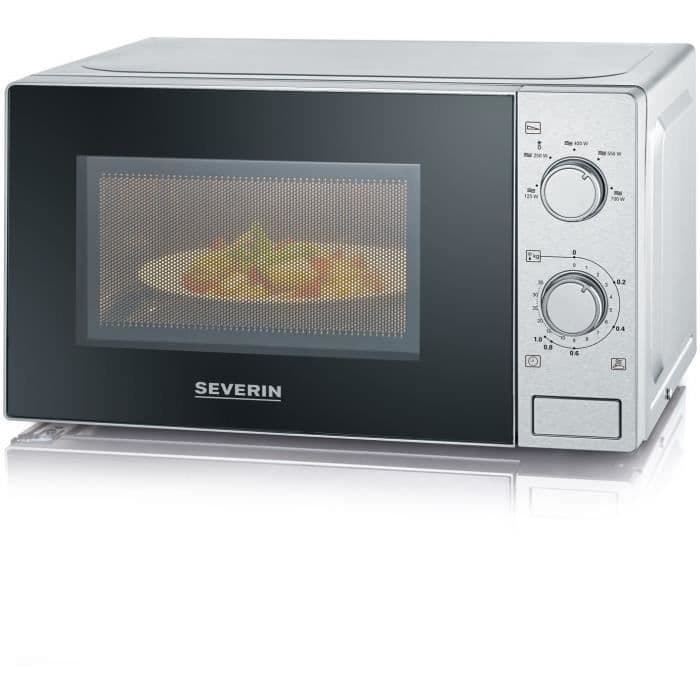 SEVERIN 7895 - Mikroaaltouuni - 20 L - 700 W - Lokeron halkaisija 25,4 cm - Ruostumaton teräs musta