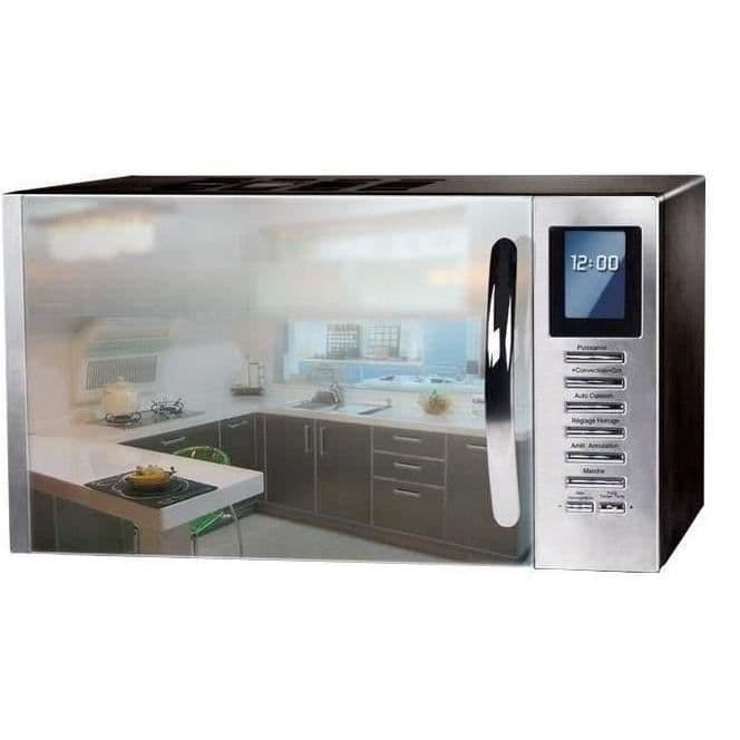 CONTINENTAL EDISON MO25SG13S - Sort kombineret mikrobølgeovn med spejldør - 25L - 900 W - Grill 1000 W - Konvektion 1000 W