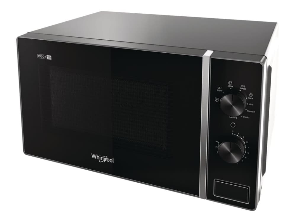 Whirlpool MWP 103 SB, Bänkdiskmaskin, Grillmikrovågsugn, 20 l, 700 W, Rotations-, Svart, Silver
