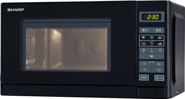 Sharp Home Appliances R-242 BKW, Pöytämalli, Solo-mikroaaltouuni, 20 L, 800 W, Painikkeet, Musta