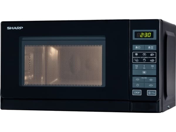 Sharp Home Appliances R-242 BKW, Pöytämalli, Solo-mikroaaltouuni, 20 L, 800 W, Painikkeet, Musta
