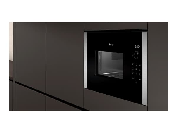 Neff HLAWD23N0, Kiinteä, Solo-mikroaaltouuni, 20 L, 800 W, Painikkeet, Rotaatio, Kosketus, Musta, Ruostumaton teräs