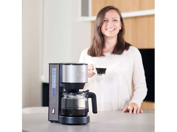 Black & Decker BXCO870E, Kaffebrygger (drypp), 1,25 l, Malt kaffe, 870 W, Sort, Sølv