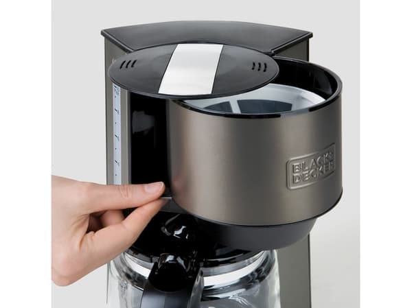 Black & Decker BXCO870E, Kaffebrygger (drypp), 1,25 l, Malt kaffe, 870 W, Sort, Sølv
