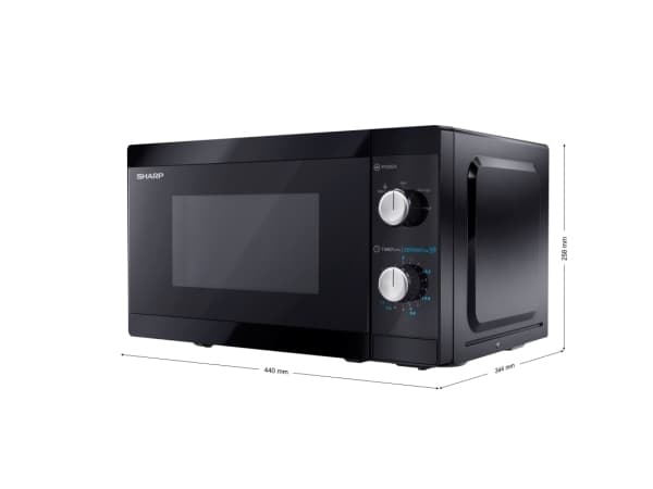 Sharp YC-MS01E-B, Pöytämalli, Solo-mikroaaltouuni, 20 L, 800 W, Rotaatio, Musta