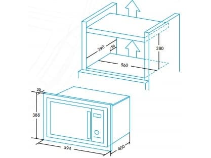 Edesa EMW-2530-IG XBK, Innebygget, Grill mikrobølge, 25 l, 900 W, Innebygd skjerm, LED