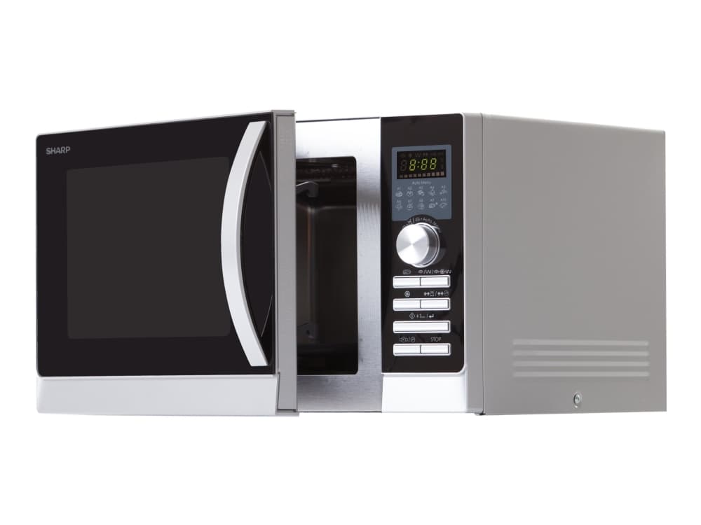 Sharp Mikrovågsugn med värmelåda och grill Fristående 900W 25liter Silver