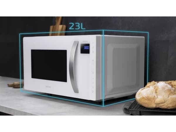 Cecotec GrandHeat 2300 Flatbed Touch, Benkeplate, Solo mikrobølge ovn, 23 l, 800 W, Berøringskontroll, Hvit