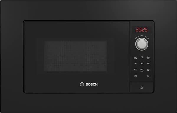 Bosch Serie 2 BFL623MB3, Kiinteä, Solo-mikroaaltouuni, 20 L, 800 W, Nuppi, Rotaatio, Musta