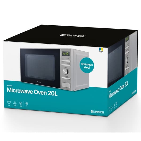 Champion Mikrobølgeovn Digital 20L 700W MW035 Rustfritt stål