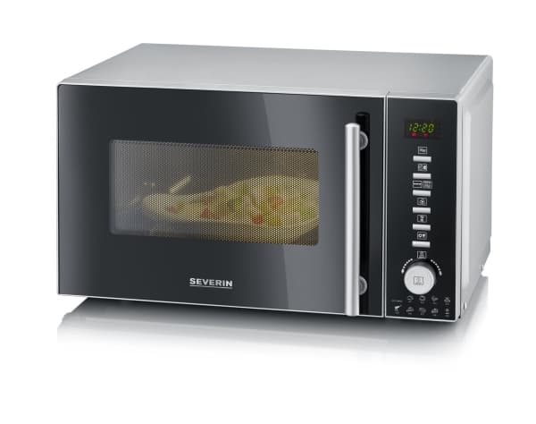 Severin MW 7773, Pöytämalli, Grillimikroaaltouuni, 20 L, 800 W, Painikkeet, Rotaatio, Hopea, Ruostumaton teräs