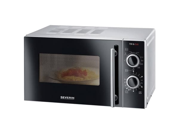 Severin MW 7771, Pöytämalli, Yhdistelmämikroaaltouuni, 20 L, 700 W, Rotaatio, Musta, Hopea