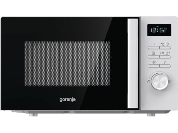 Gorenje MO20A3WH, Pöytämalli, Solo-mikroaaltouuni, 20 L, 800 W, Painikkeet, Rotaatio, Musta, Valkoinen