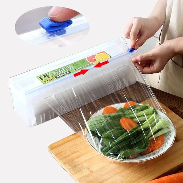 Plastfolie-dispenser med kniv