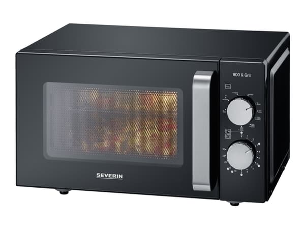 SEVERIN MW 7762 - Mikrobølgeovn med grill - 20 liter - 800 W - svart/rustfritt stål