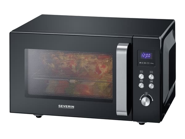 Severin MW 7763, Pöytämalli, Grillimikroaaltouuni, 25 L, 900 W, Painikkeet, Rotaatio, Musta, Hopea