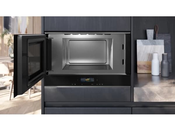 Siemens iQ700 BF722L1B1 - Mikrovågsugn - inbyggd - 21 liter - 900 W - svart / rostfritt stål