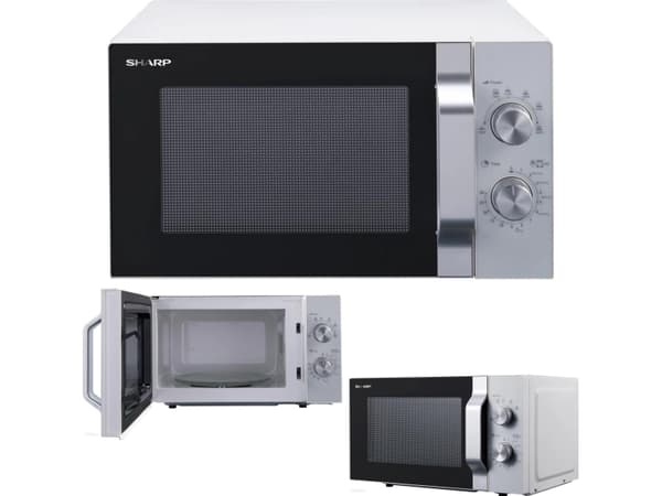 Sharp R204WA, Pöytämalli, Solo-mikroaaltouuni, 20 L, 800 W, Rotaatio, Hopea, Valkoinen