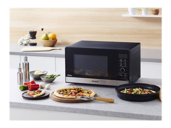 Panasonic NN-GD38 - Mikrobølgeovn med grill - 23 liter - 1000 W - rustfritt stål / svart