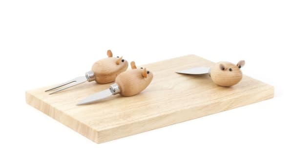 Kikkerland Ostebrett og 3 musekniver (CHS07)