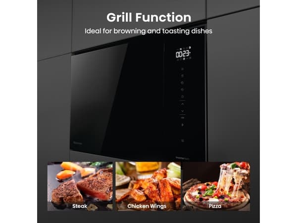 Hisense BIM325GI63DBG, Innebygget, Grill mikrobølge, 25 l, 900 W, Berøringskontroll, Sort