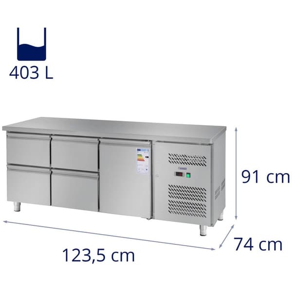 Royal Catering Kylbänk - 403 l - 1 dörr - 4 lådor