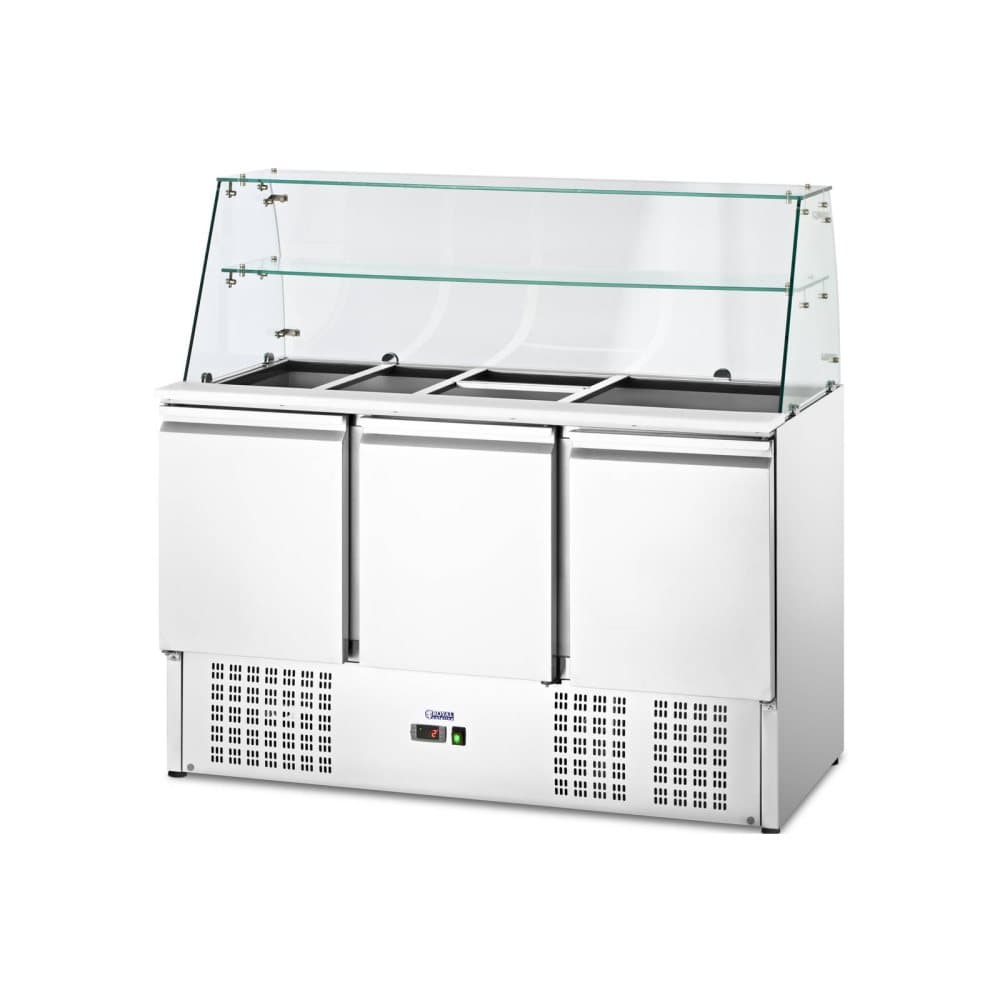 Royal Catering Salladskyl - Med glasmonter - Royal Catering - 368 L - För 8 GN-behållare - 136.5 x 70 cm