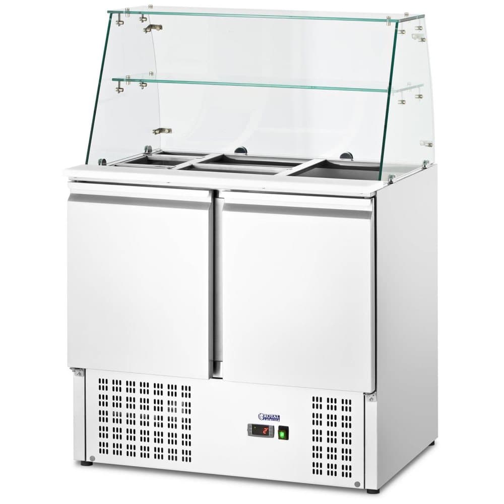 Royal Catering Salladskyl - Med glasmonter - Royal Catering - 240 L - För 7 GN-behållare - 90 x 70 cm