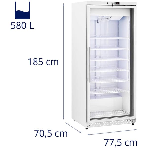 Royal Catering Restaurangfrys - 580 L - Royal Catering - Glasdörr - Zilver - Köldmedium R290