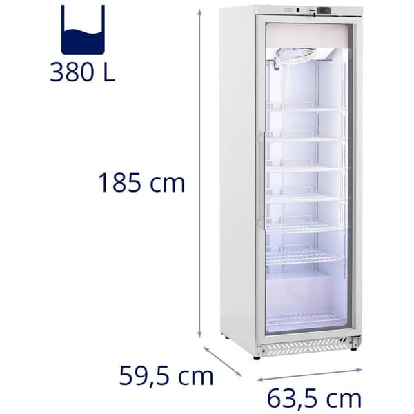 Royal Catering Restaurangfrys - 380 L - Royal Catering - Glasdörr - Wit - Köldmedium R290