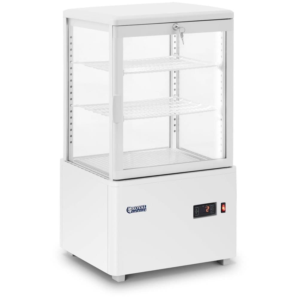 Royal Catering Vitrina refrigerada - 58 L - Royal Catering - 3 nivåer - Blanco - Låsbar