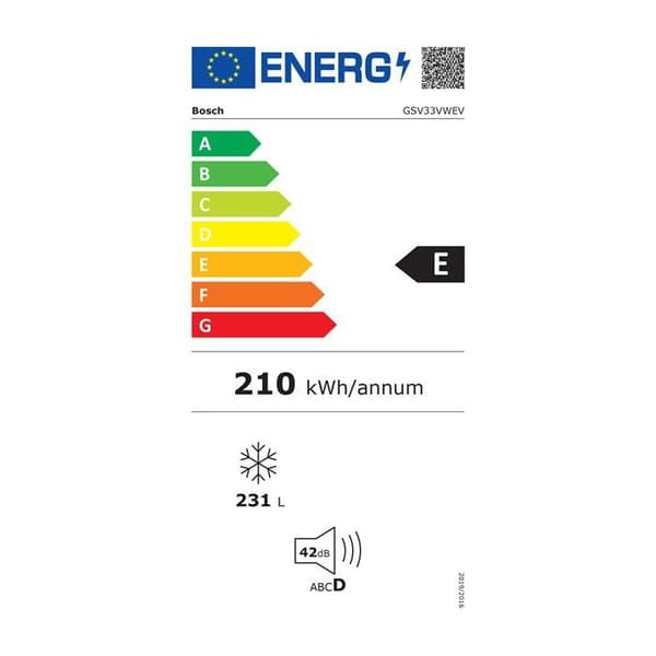 BOSCH GSV33VWEV Stående Frys Vit