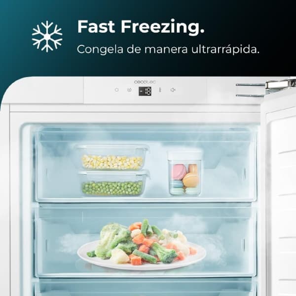 Cecotec Built-in 101-litre capacity freezer, class E, display touch and Fast Freezing.