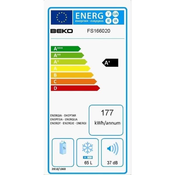 BEKO FS166020 - Frys - Fristående - Bordsskiva - Statisk - 65 L - A + - L 48 cm - Vit