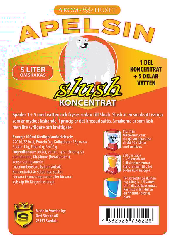 SLUSH Apelsin koncentrat 5L, spädes 1+5