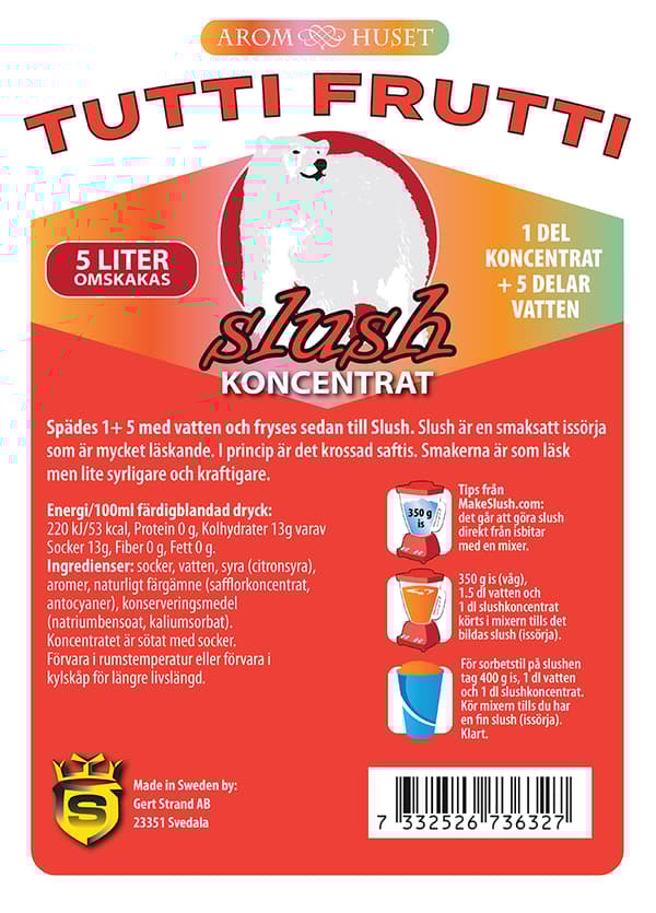 SLUSH Tutti frutti koncentrat 5L, spädes 1+5