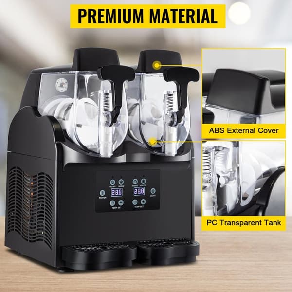 380W kommersiell slushmaskin med 2x2,5 L tank, bekväm manöverpanel, snabb kylning, användarvänlig design, bred applikation