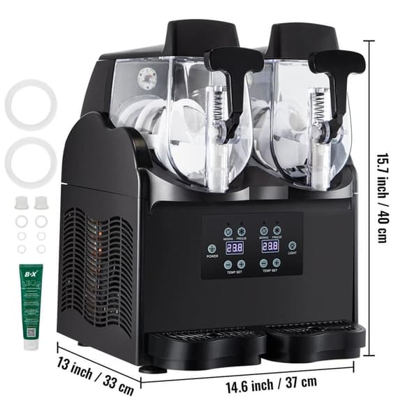 380W kommersiell slushmaskin med 2x2,5 L tank, bekväm manöverpanel, snabb kylning, användarvänlig design, bred applikation