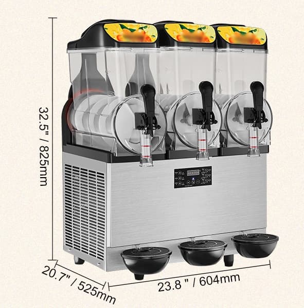 1100W 12L x 3 tankar slushmaskin för hem och kommersiellt bruk, snabb kylning och blandning, tyst drift, lätt att använda