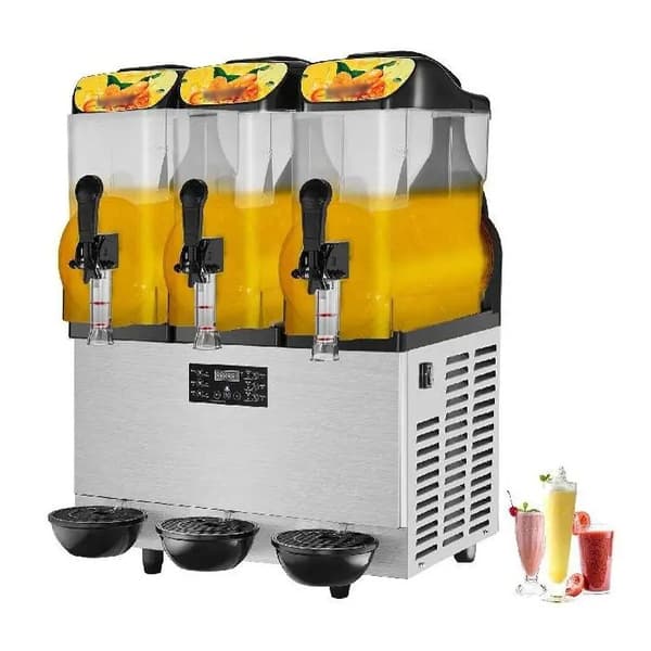 1100W 12L x 3 tankar slushmaskin för hem och kommersiellt bruk, snabb kylning och blandning, tyst drift, lätt att använda