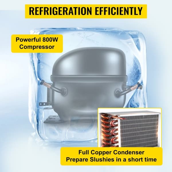3 x 15L 800W slushmaskin, fryst dryckesmaskin med intelligent kontrollpanel, effektiv kylning, robust och hållbar