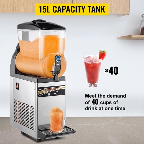 500W 15L singel tank slushmaskin, fryst dryckesmaskin, högkvalitativa material, effektiv kylning, exakt kontroll, lätt att använda