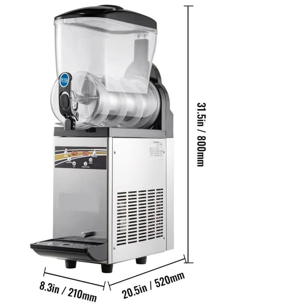 500W 15L singel tank slushmaskin, fryst dryckesmaskin, högkvalitativa material, effektiv kylning, exakt kontroll, lätt att använda