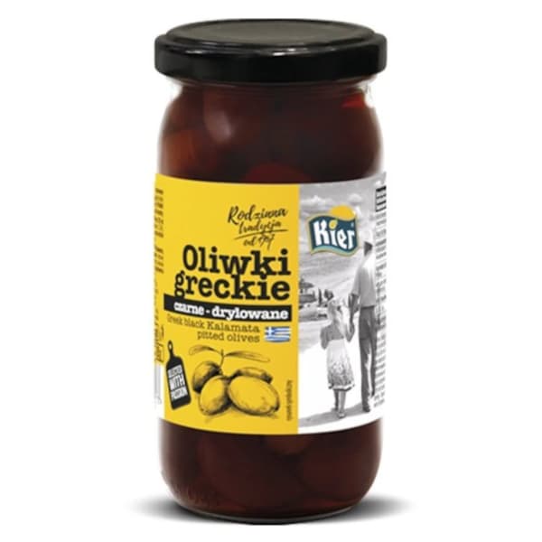 Kreikkalaisia mustia oliiveja, kivettömiä 350g/185g