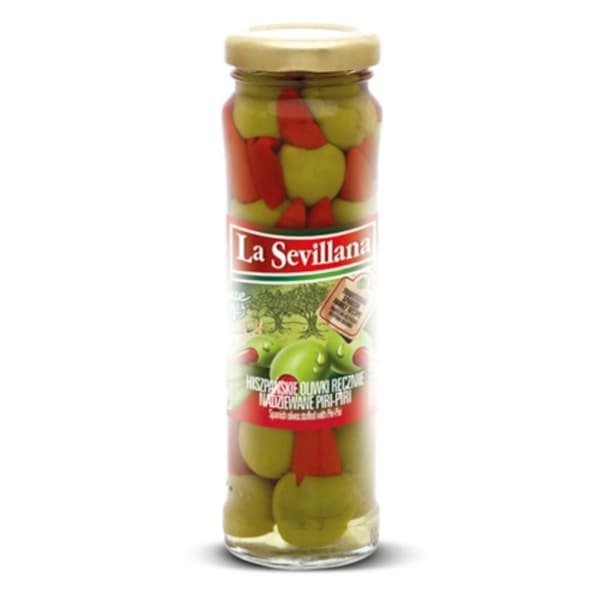 La Sevillana Gröna oliver fyllda med piri-piri 140g/85g