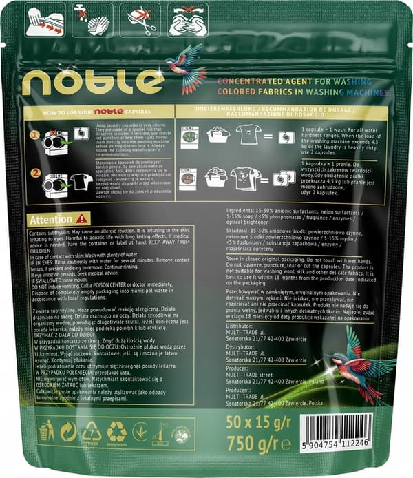 Noble Color pesukapselit 50 kpl Kaikki yhdessä 3in1